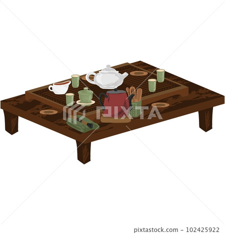 Served table for tea ceremony vector illustration Served table for tea ceremony vector illustration 102425922