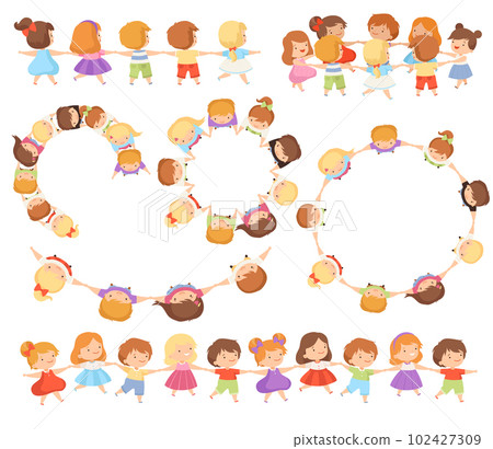 Little Children Round Dancing Holding Hands Standing in Circle Having Fun Big Vector Set Little Children Round Dancing Holding Hands Standing in Circle Having Fun Big Vector Set 102427309