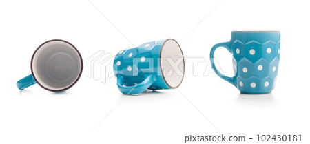 The polka dot mugs isolated on white background. The polka dot mugs isolated on white background. 102430181