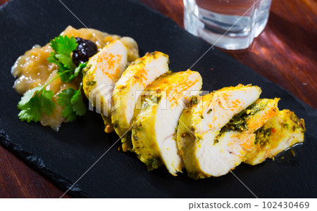 Turkey breast with caramelized onion Turkey breast with caramelized onion 102430469