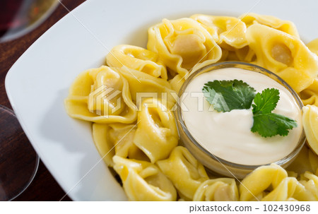 Appetizing dumplings with mayonnaise 102430968