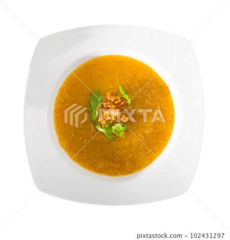 Top view of vegetable cream soup Top view of vegetable cream soup 102431297