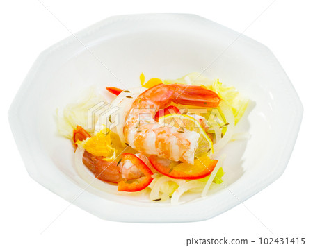 Ceviche with shrimps, fresh vegetables Ceviche with shrimps, fresh vegetables 102431415