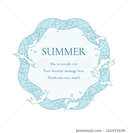 Material_Frame_A summer decorative frame with a motif of the sun, the sea, and the sky. Luxurious enclosure design 102431649