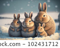 rabbits, snow, sitting 102431712