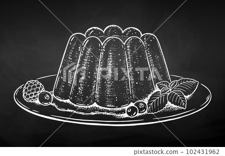 Chalk drawn sketch illustration of Jelly Dessert Chalk drawn sketch illustration of Jelly Dessert 102431962