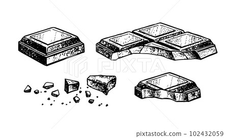 Sketch illustration of bitten Chocolate bar pieces 102432059