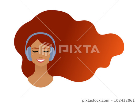 Smiling woman with headphones Smiling woman with headphones 102432061