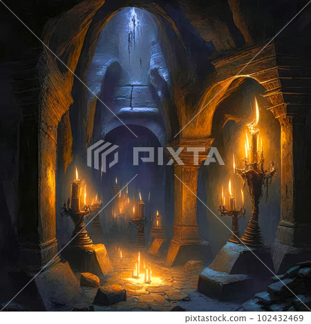Illustration of a fantastic vintage tunnel. Generative AI 102432469