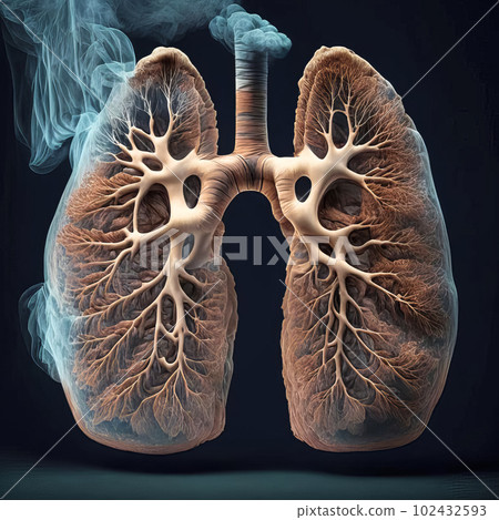 Damaged lungs of a smoker. Generative AI Damaged lungs of a smoker. Generative AI 102432593