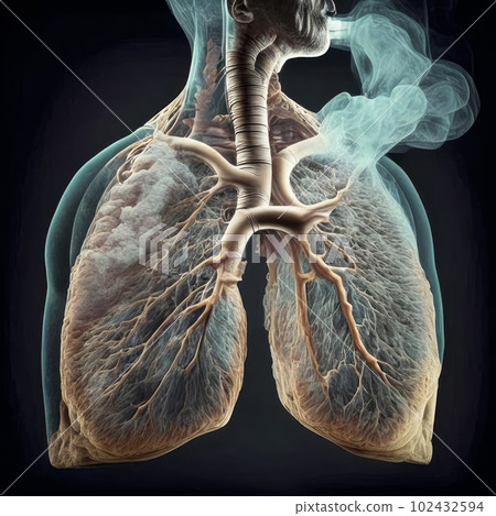 Damaged lungs of a smoker. Generative AI Damaged lungs of a smoker. Generative AI 102432594