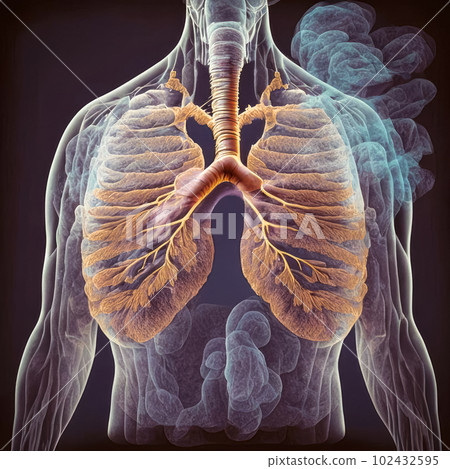 Damaged lungs of a smoker. Generative AI Damaged lungs of a smoker. Generative AI 102432595
