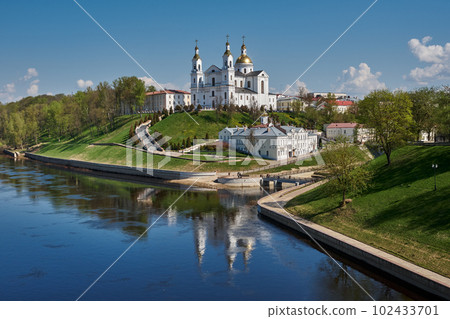 Old ancient Holy Assumption Cathedral on the embankment of the Western Dvina river, Vitebsk, Belarus. 102433701
