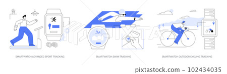 Smartwatch tracking features abstract concept vector illustrations. Smartwatch tracking features abstract concept vector illustrations. 102434035