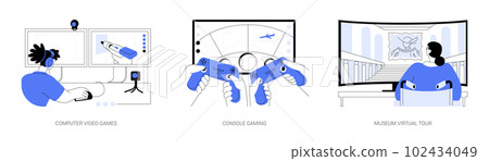 Non-immersive virtual reality abstract concept vector illustrations. Non-immersive virtual reality abstract concept vector illustrations. 102434049