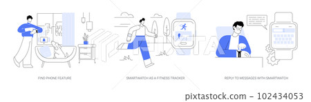 Smartwatch features abstract concept vector illustrations. Smartwatch features abstract concept vector illustrations. 102434053