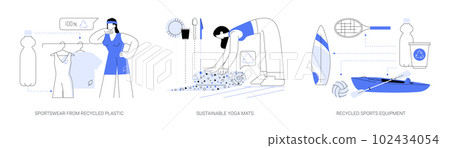 Sporting goods from recycled materials abstract concept vector illustrations. Sporting goods from recycled materials abstract concept vector illustrations. 102434054