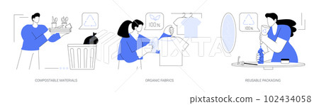 Biodegradable materials abstract concept vector illustrations. 102434058