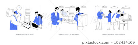 Office delivery service abstract concept vector illustrations. 102434109
