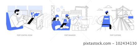 Sea port checkpoint abstract concept vector illustrations. Sea port checkpoint abstract concept vector illustrations. 102434130
