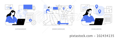 Customs clearance abstract concept vector illustrations. Customs clearance abstract concept vector illustrations. 102434135