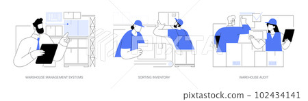 Inventory management and control abstract concept vector illustrations. Inventory management and control abstract concept vector illustrations. 102434141