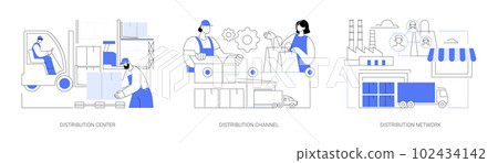 Distribution of goods abstract concept vector illustrations. Distribution of goods abstract concept vector illustrations. 102434142