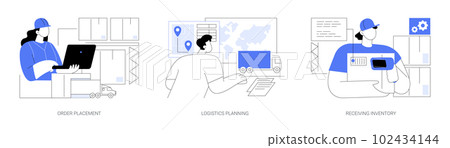 Supply chain management abstract concept vector illustrations. Supply chain management abstract concept vector illustrations. 102434144