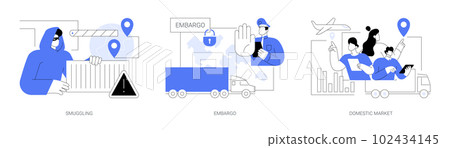 Logistics goods distribution abstract concept vector illustrations. Logistics goods distribution abstract concept vector illustrations. 102434145