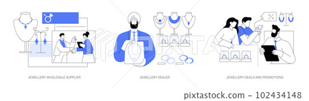 Jewellery business abstract concept vector illustrations. 102434148