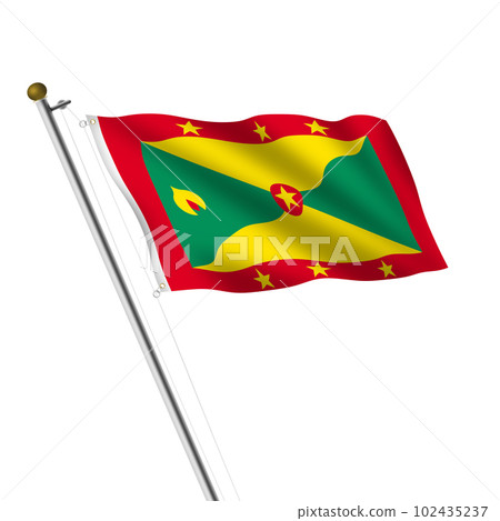 Grenada Flagpole 3d illustration with clipping path 102435237