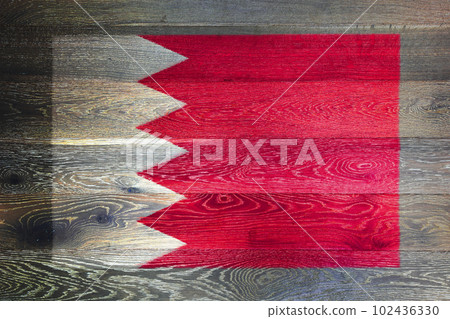 Bahrain flag on rustic old wood surface background 102436330