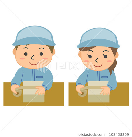 做包裝工作的男女工人 102438209