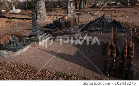 Kyiv, Ukraine November 11, 2021: Chernobyl Nuclear Power Plant 1971 - 2000 - Museum of Miniatures Kyiv, Ukraine November 11, 2021: Chernobyl Nuclear Power Plant 1971 - 2000 - Museum of Miniatures 102438270