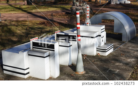 Kyiv, Ukraine November 11, 2021: Chernobyl Nuclear Power Plant 1971 - 2000 - Museum of Miniatures Kyiv, Ukraine November 11, 2021: Chernobyl Nuclear Power Plant 1971 - 2000 - Museum of Miniatures 102438273