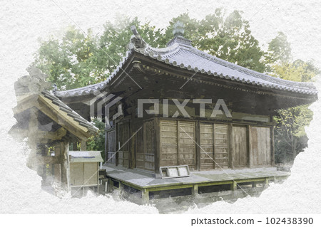 Watercolor-style Shikoku 88 Temple No. 8, Kumagai-ji Temple, Daishido, Awa City, Tokushima Prefecture Watercolor-style Shikoku 88 Temple No. 8, Kumagai-ji Temple, Daishido, Awa City, Tokushima Prefecture 102438390