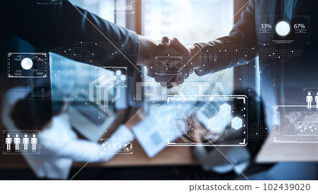 在數字世界中成功開展全球業務的精英形象，數字會議和談判的背景 102439020
