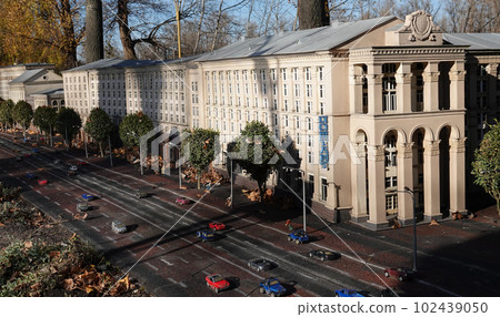 Kiev, Ukraine November 11, 2021: Museum of Miniatures - Kiev central street Khreshchatyk Nezalezhnosti Square Main  102439050