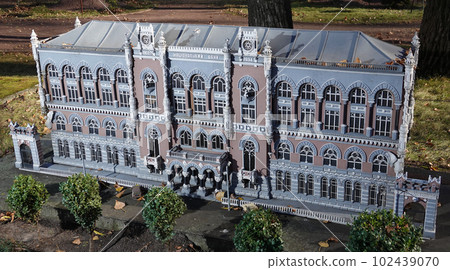 Kiev, Ukraine November 11, 2021: Museum of Miniatures - the building of the Kiev National Bank of Ukraine Kiev, Ukraine November 11, 2021: Museum of Miniatures - the building of the Kiev National Bank of Ukraine 102439070