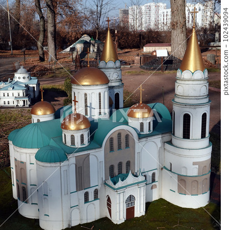 Kyiv, Ukraine November 11, 2021: Spaso-Preobrazhensky Cathedral - Museum of Miniatures in Kyiv 102439094