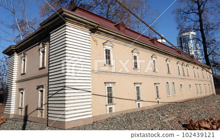 Kyiv, Ukraine November 11, 2021: Zolochiv castle Lviv region - miniature museum in Kyiv Kyiv, Ukraine November 11, 2021: Zolochiv castle Lviv region - miniature museum in Kyiv 102439121