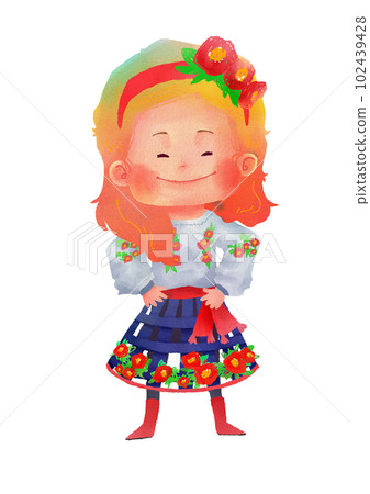 Ukrainian women cute folk costumes 102439428