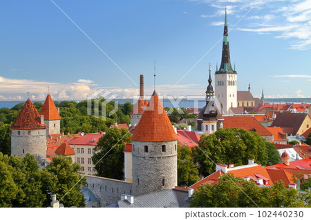 Estonia The townscape of the World Heritage Tallinn Old Town Historic District, which retains the remnants of the Middle Ages, seen from the observatory on the hill Estonia The townscape of the World Heritage Tallinn Old Town Historic District, which retains the remnants of the Middle Ages, seen from the observatory on the hill 102440230