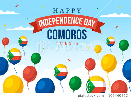 Happy Comoros Independence Day Vector Illustration with Comorian Waving Flag in National Holiday Flat Cartoon Background Hand Drawn Templates Happy Comoros Independence Day Vector Illustration with Comorian Waving Flag in National Holiday Flat Cartoon Background Hand Drawn Templates 102440822