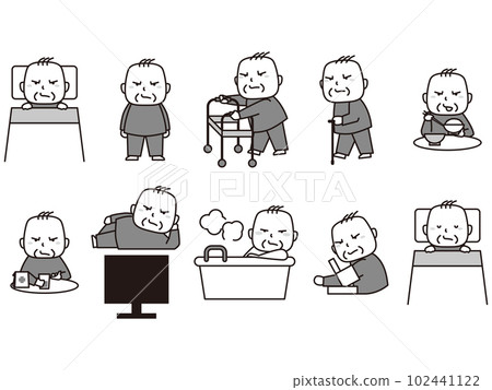 A day in the mood for a grumpy grandpa, monochrome 102441122