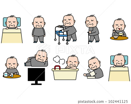 A day of a grumpy grandpa, color 102441125