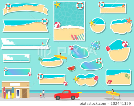 Summer beach summer vector illustration frame set 102441339