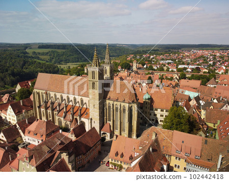 Rothenburg ob der Tauber aerial panoramic view. region of Bavaria, Germany. 102442418