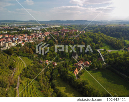 Classic view of the medieval town of Rothenburg ob der Tauber, Bavaria, Germany Classic view of the medieval town of Rothenburg ob der Tauber, Bavaria, Germany 102442421