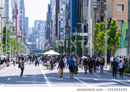 《東京》繁華的銀座大街/步行街 《東京》繁華的銀座大街/步行街 102443284